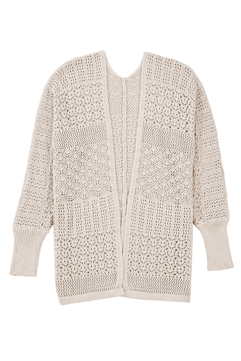 Lapis Mix Pattern Hollowed Knit Open Front Cardigan